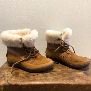 UGG Women’s Winter Shearling Cuff Boots Nadja Chestnut Waterproof  Suede Sz 5